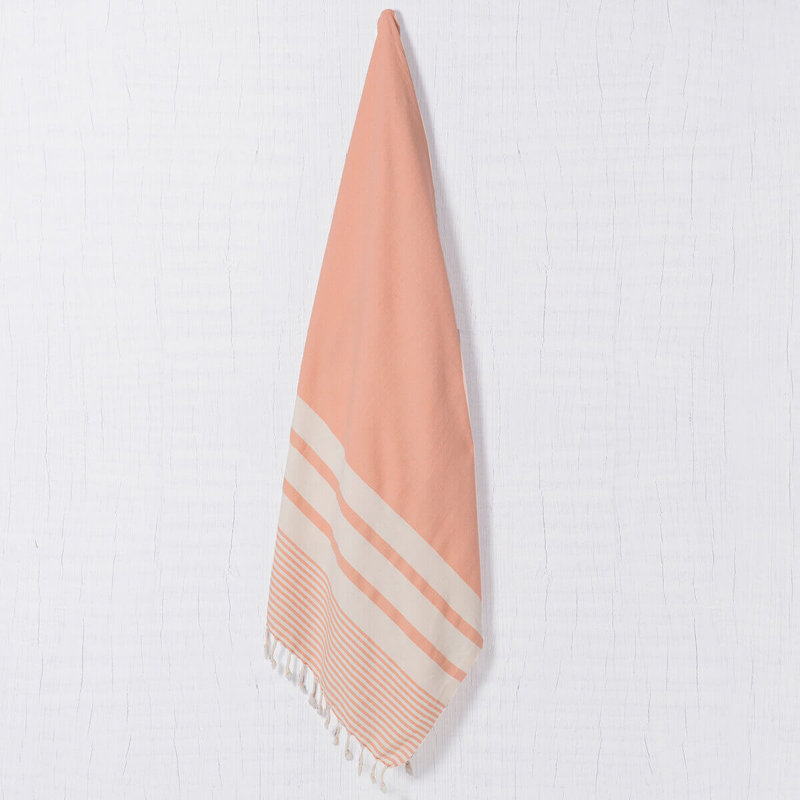 Serviette turque en coton multicolore de qualité supérieure pour le bain et la plage, Melon