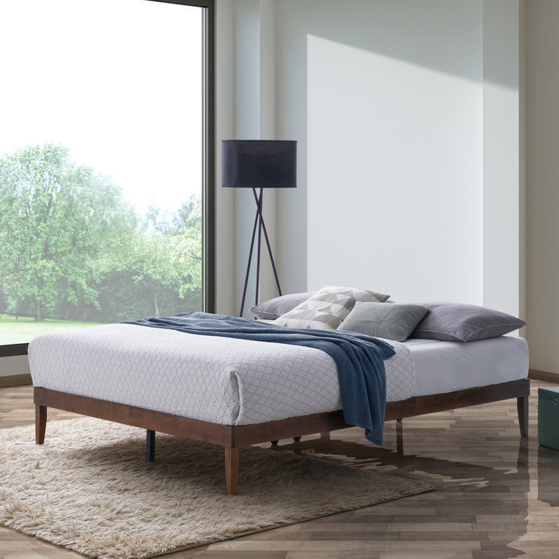 Artee Solid Wood Platform Bed, Queen, Brown
