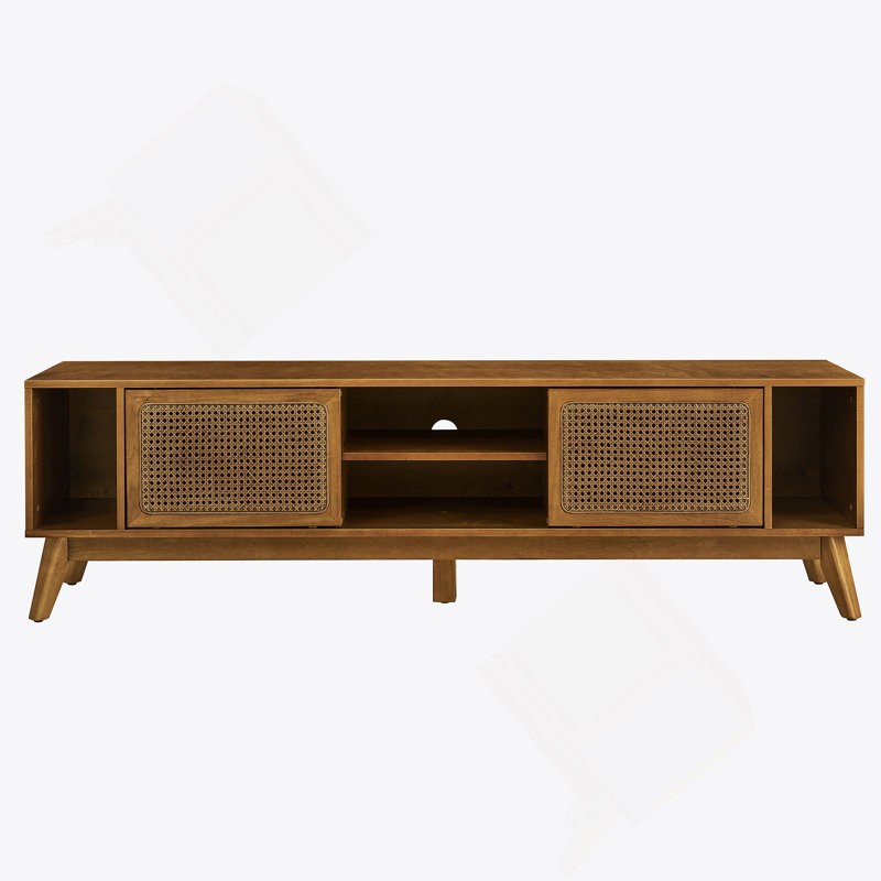 Meuble télé 67,9 po Mid-Century Modern Rattan, Brun