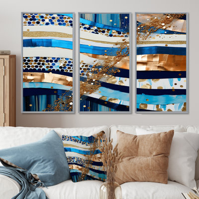 Ensemble de salon art mural Blue Sparkling