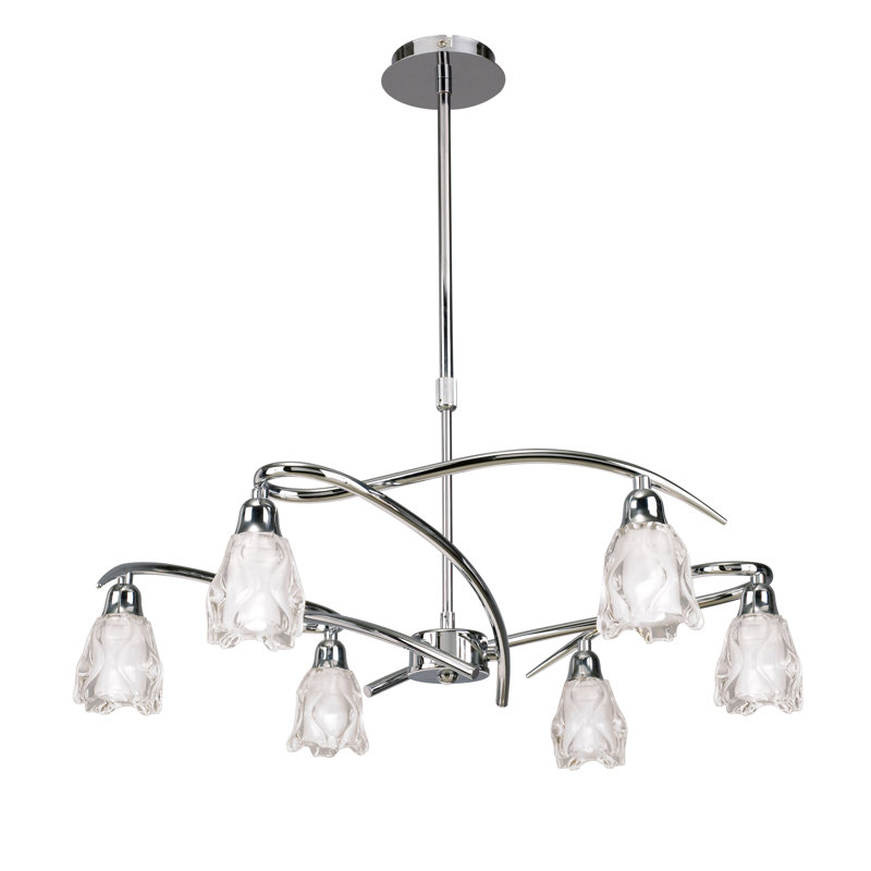 Watchman 6 - Light Shaded LED Chandelier, Polished Chrome