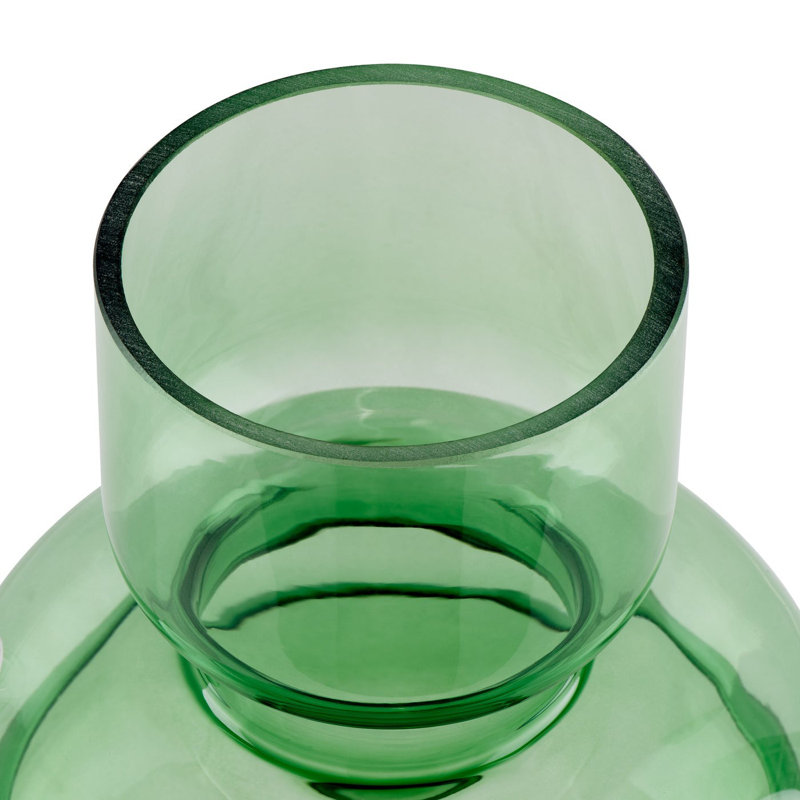 Luciel 8" Green Bubble Glass Table Vase, 8" H x 6" W x 6" D, Green
