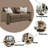 Aubrye Upholstered Loveseat with 3 Pillows in Brown