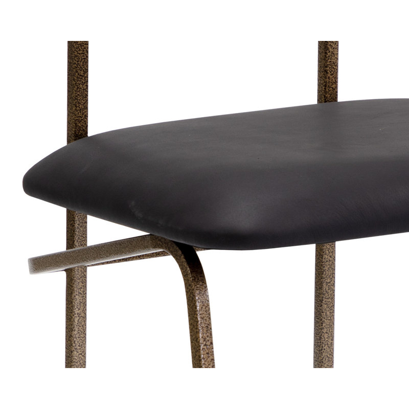 Bryton Upholstered Dining Chair, Black/Antique Brass