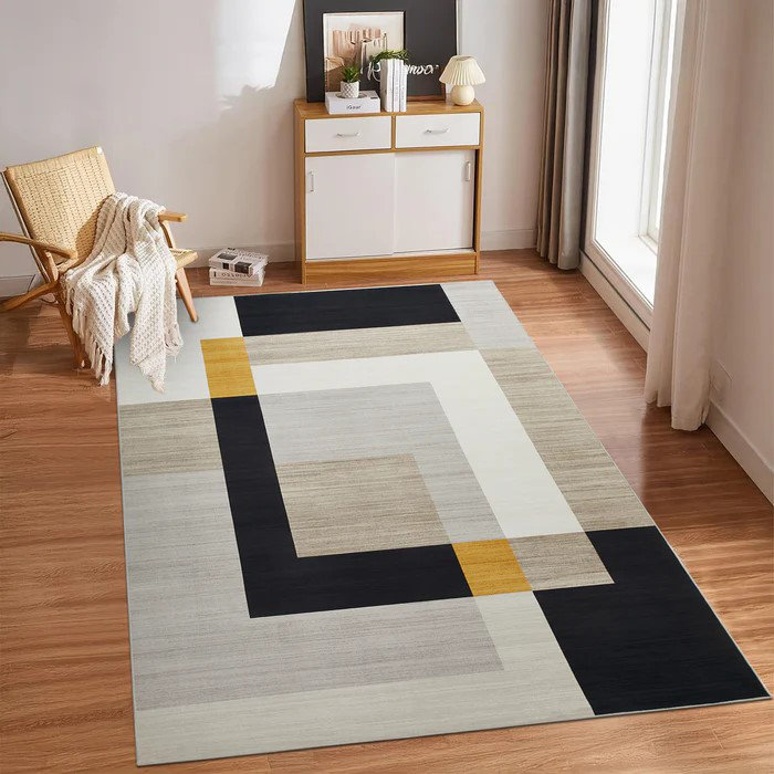 Demetriona Washable Abstract Area Rug – Low-Pile, Non-Slip, Stain-Resistant, Rectangle 60 x 110 cm