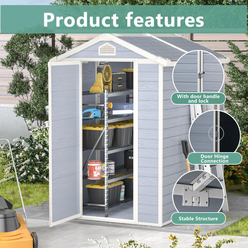 4'X6' Resin Outdoor Storage Shed