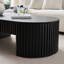 Table basse ovale de style Mid-Century moderne en bois noir avec tiroir de rangement pour le salon