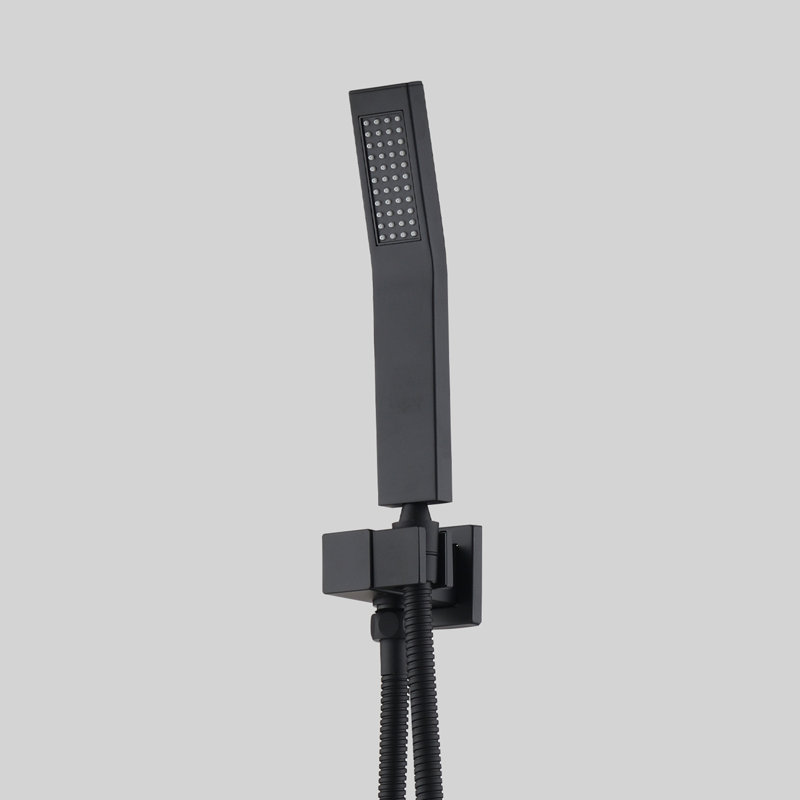 Ceiling Mounted Shower System with Handheld Shower, Matte Black