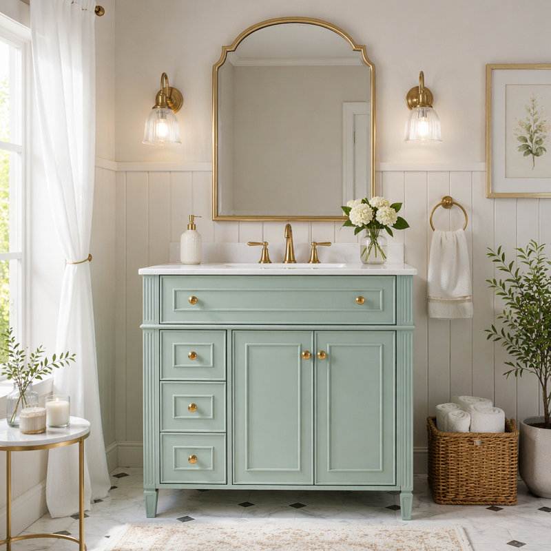 Meuble-lavabo 36 po avec lavabo, Green