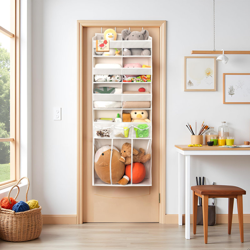 Rangement au-dessus de la porte avec poches transparentes, Beige