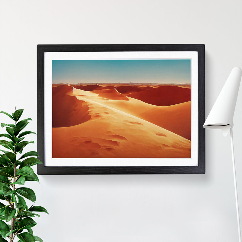 Placid Desert - Single Picture Frame Print, 25cm H x 34cm W x 2cm D, Black Framed