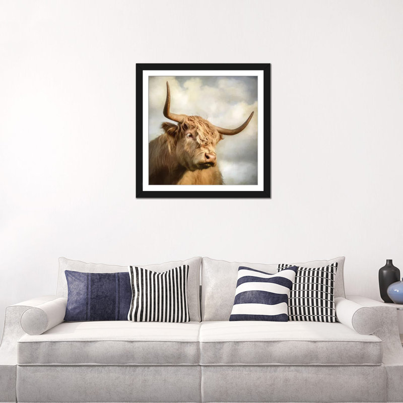 "Vache" par Mark Gemmell-impression d’art graphique, Blanc, H 24 po x l 24 po x p 1 po, Papier noir
