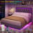 Floating Bed Frame Full Size with Smart Led Lights, Upholstered Platform Bed with Diamond Headboard-1127897026-1127897025