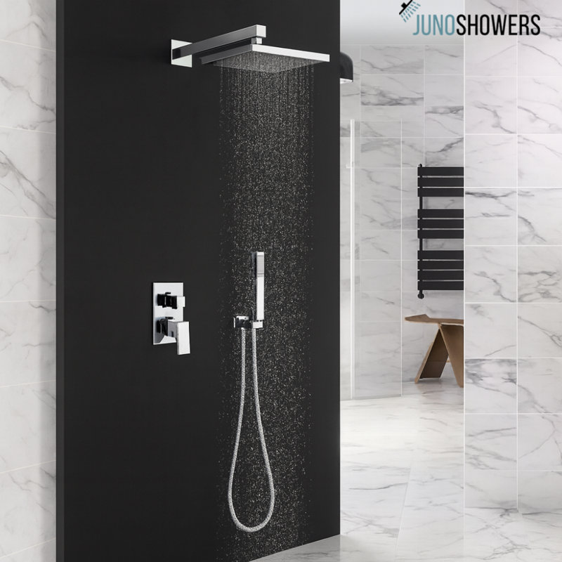 Panneau de douche moderne avec pomme de pluie, valve thermostatique et options de pulvérisation multiples