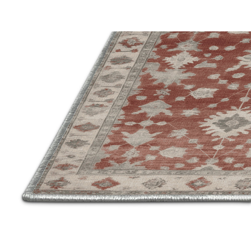 Tapis beige surteint lavable à la machine, Rond 5 pi
