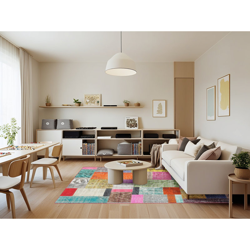 Tapis gris/beige/brun contemporain, Rectangle 7 pi x 9 pi