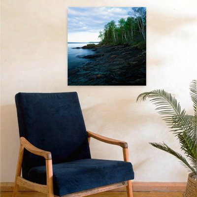 Rocks And Trees Along Lake Superior Shoreline Cascade River State Park Minnesota Usa. Peaceful Tranquil Abstract Coastal Forest Art