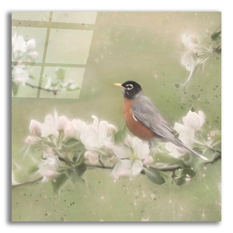 «Springtime Robin» par Lori Deiter - impression sans cadre, H 12 po x l 12 po x P 0,13 po