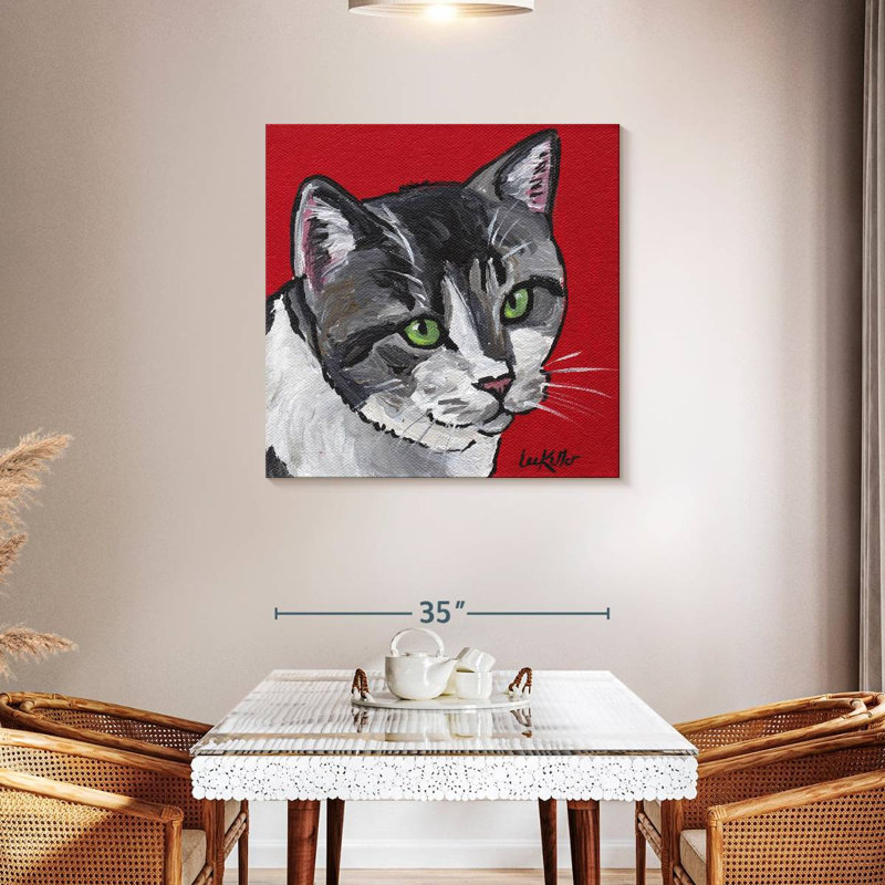 Crowle Cat Tabby On Red, 36" H x 36" W