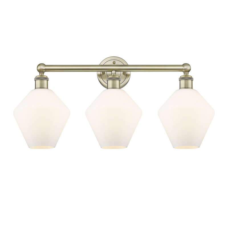 Éclairage pour meuble-lavabo 3 lumières Amylea, Boîtier blanc mat, Laiton antique