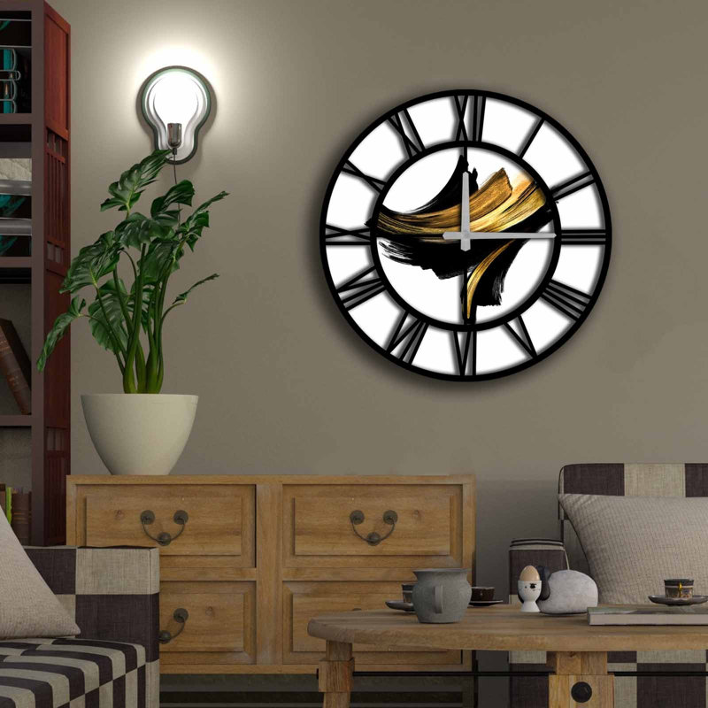 Horloge murale décorative élégante, 19,7 po de diamètre, 100% panneau de fibres à densité moyenne avec une épaisseur de 0,2 po | Nécessite 1 pile AA (non incluse) | Parfait pour la décoration intérieure, l'esthétique moderne et l'élégance intemporelle