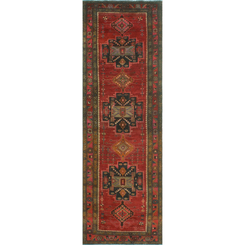 One-of-a-Kind 3'7" X 11'2" 1980s Runner Wool Area Rug in