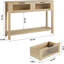 Table d'appoint rustique 43 po avec 2 tiroirs en verre, tablette de rangement ouverte, entrée moderne et décoration de salon Rustic Farmhouse Console-512469388