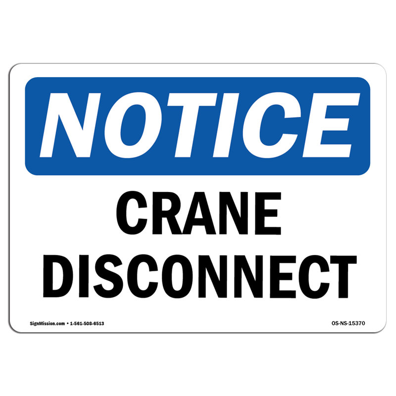 Plaque en aluminium Crane Disconnect 12 x 18