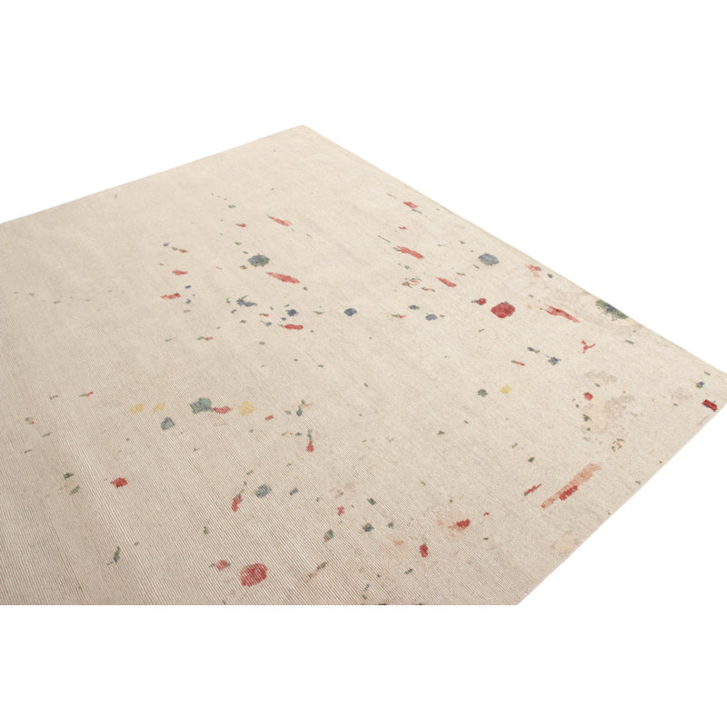 Distressed Homage Hand Knotted Wool Abstract Area Rug, Rectangle 9' x 12'