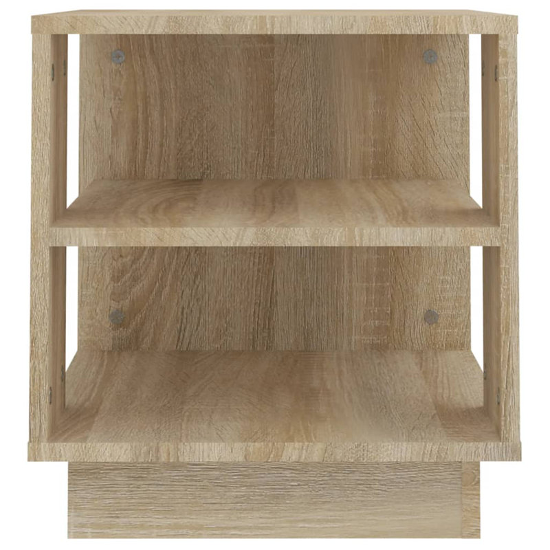 Glass End Table with Storage, Sonoma Oak, 15.7"x15.7"x16.9"