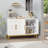 4 Doors Sideboard Buffet Cabinet with Gold Trim, White-1945102430