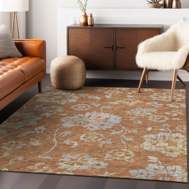 Malek Washable Floral Indoor / Outdoor Rug, Rectangle 2'6" x 3'10"