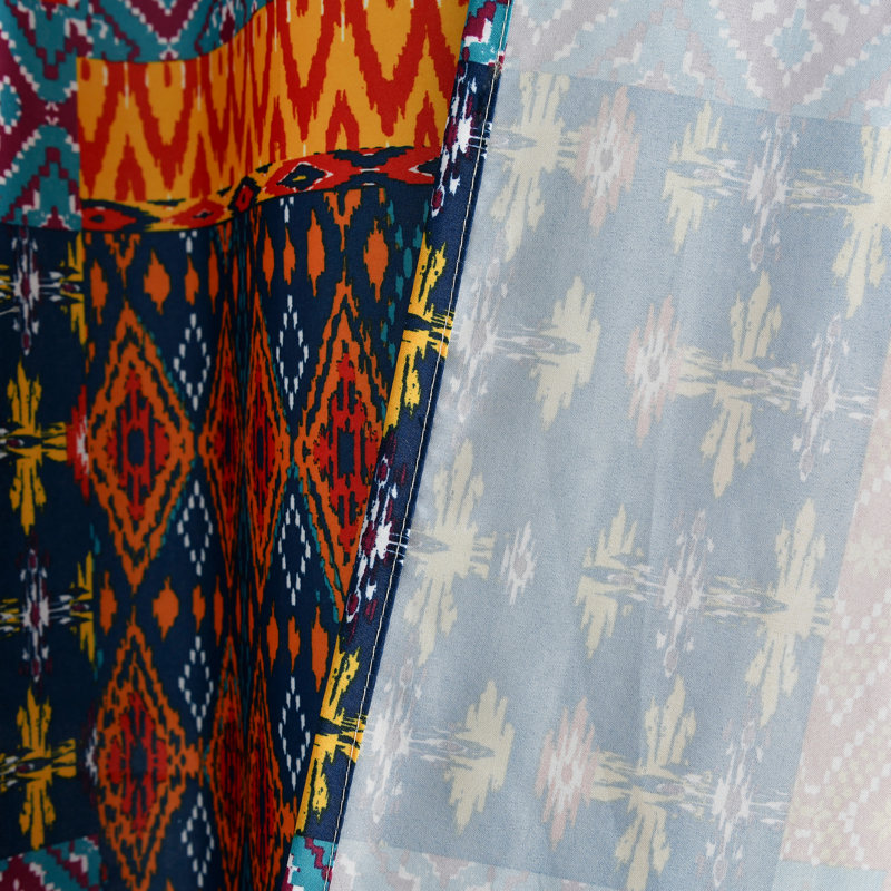 Vibrant Multi-Color Patchwork Fabric Shower Curtain, 72" x 72"