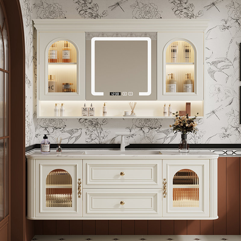 Bathroom cabinet retro American style, 59", Off-White