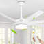 Ventilateur de plafond blanc 65 pouces à 8 pales avec lumières et télécommande, 6 vitesses, 3 couleurs, moteur à courant continu pour salon