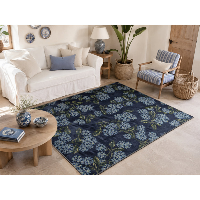 Simah Performance Washable Floral Indoor / Outdoor Rug, Rectangle 2'8" x 5'