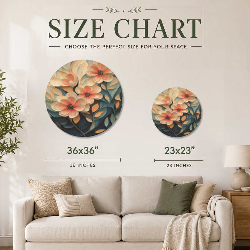 Papier jardin en fleurs - reproduction d'art botanique ronde en bois rose, Rond 36 po, Round