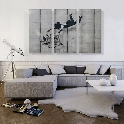 " Shop Till You Drop Falling Shopper " by Banksy 3 - Pieces