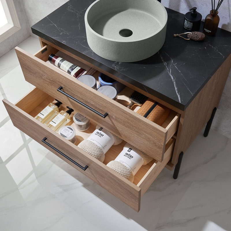 Ilfracombe 36'' Single Bathroom Vanity with Stone Top with Mirror