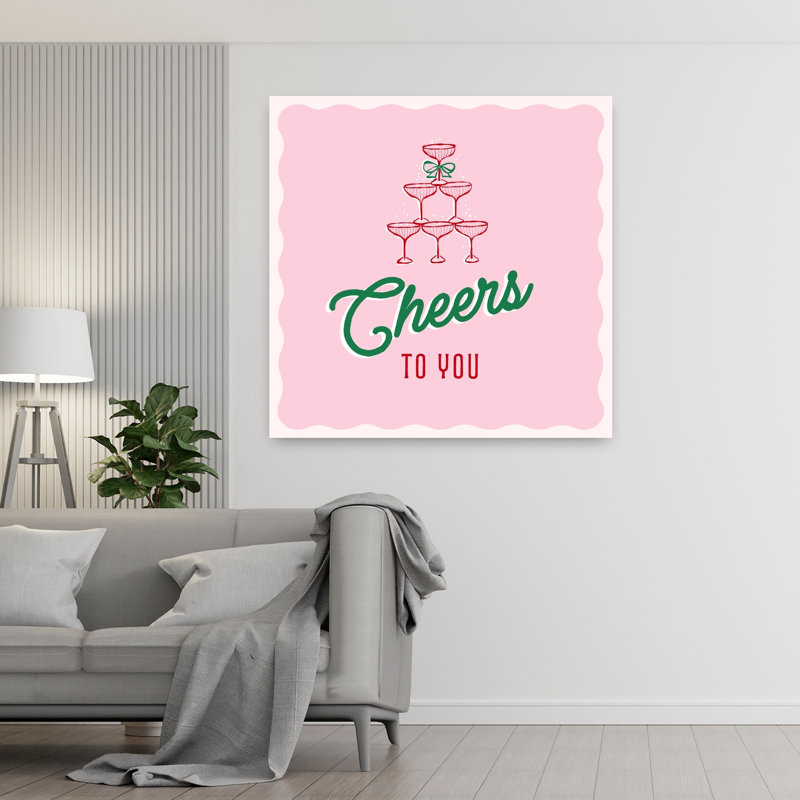 Tour de champagne Cheers - Affiche murale d'architecture rétro vintage et contemporaine, H 48 po x l 48 po