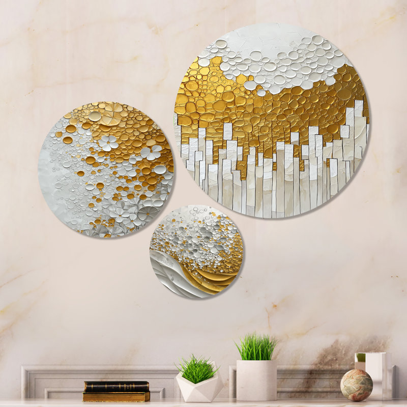 Biochimie de Golden Pure Balance I - ensemble de 3 décorations murales abstraites en métal
