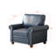 Fauteuil de salon bleu marine avec pieds simples en cuir synthétique et en bois, similicuir, configuration des pieds