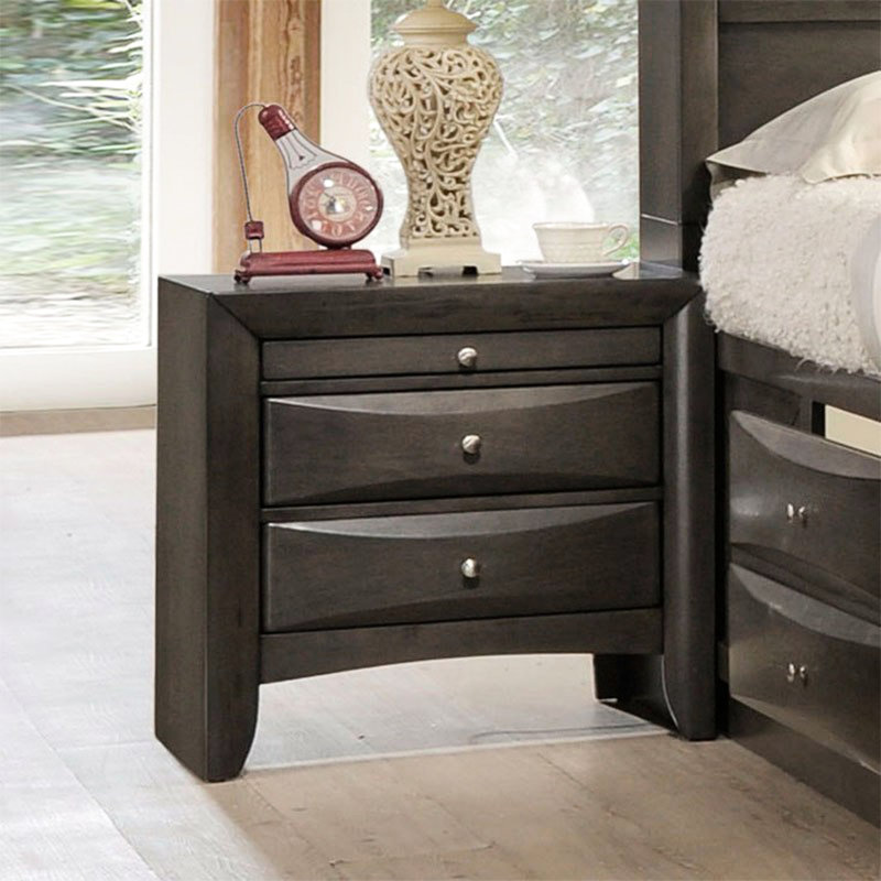 Table de chevet en bois de chêne gris avec 2 tiroirs et 1 plateau pour la chambre à coucher