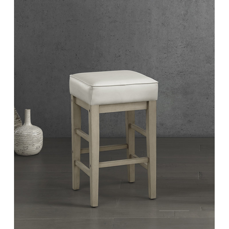 Ensemble de 2 tabourets à hauteur de comptoir de transitionnel en similicuir 24 po, structure en bois massif