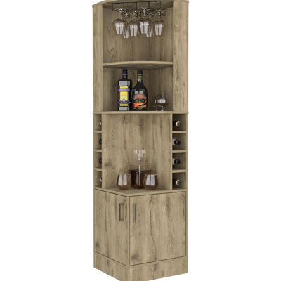Rangement pour 8 bouteilles avec extérieur et rangement supplémentaire à 2 tablettes