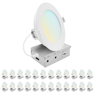 5 po LUXRITE Éclairage encastré à DEL, mini projecteur rétroéclairé ECO, 5CCT 2700K-5000K, 1200LM, 13W 100 ° à intensité variable, triac 10% à 100%, ETL, paquet de 24