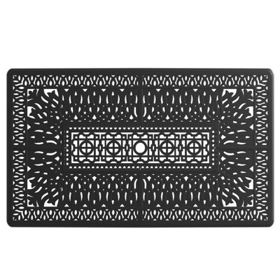 Table de salle à manger L58.27 * W34,65 pouces en fonte d'aluminium avec structure noire et trou pour parasol
