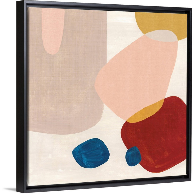 Reproduction d’art sur toile, "Pink Pebbles III" par Eva watts, Cadre noir, H 14 po x l 14 po x P 1,75 po