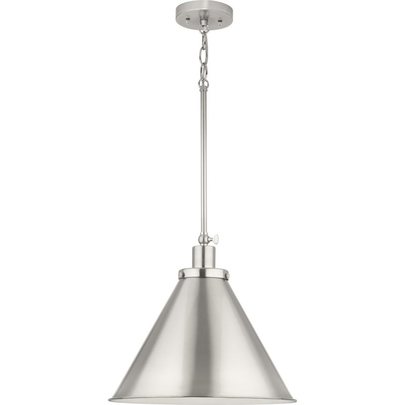Luminaire suspendu conique à 1 lumière Haydenville, Nickel brossé, Nickel brossé