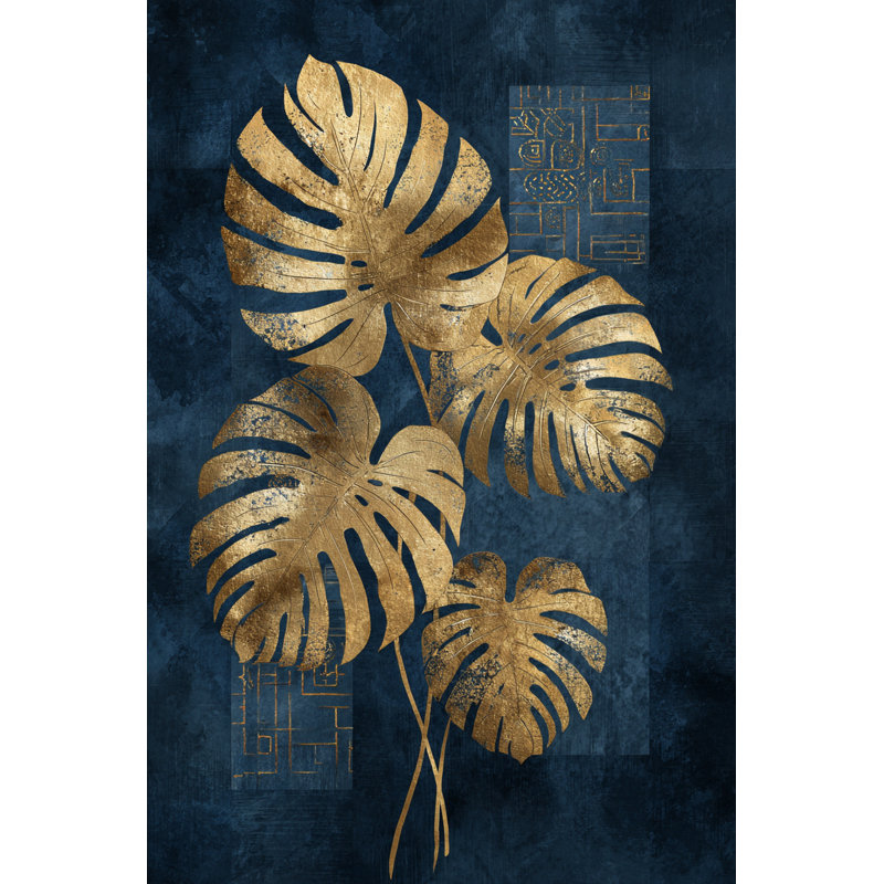 Toile tendue Golden Monstera, H 36 po x l 24 po x P 1,5 po